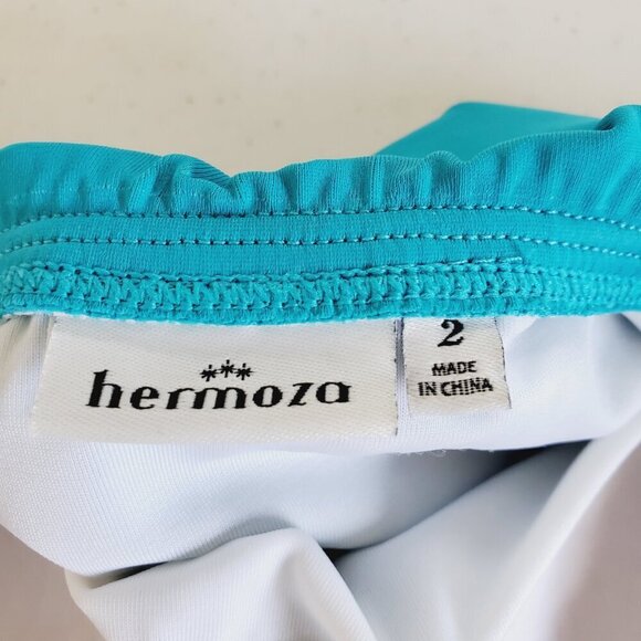 Hermosa Turquoise Ruffled One Pc Full Suit with removable strap Size S (A-5) - Picture 6 of 9
